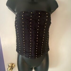 Zara Black Silver Embellished Bustier Crop Top Size Medium